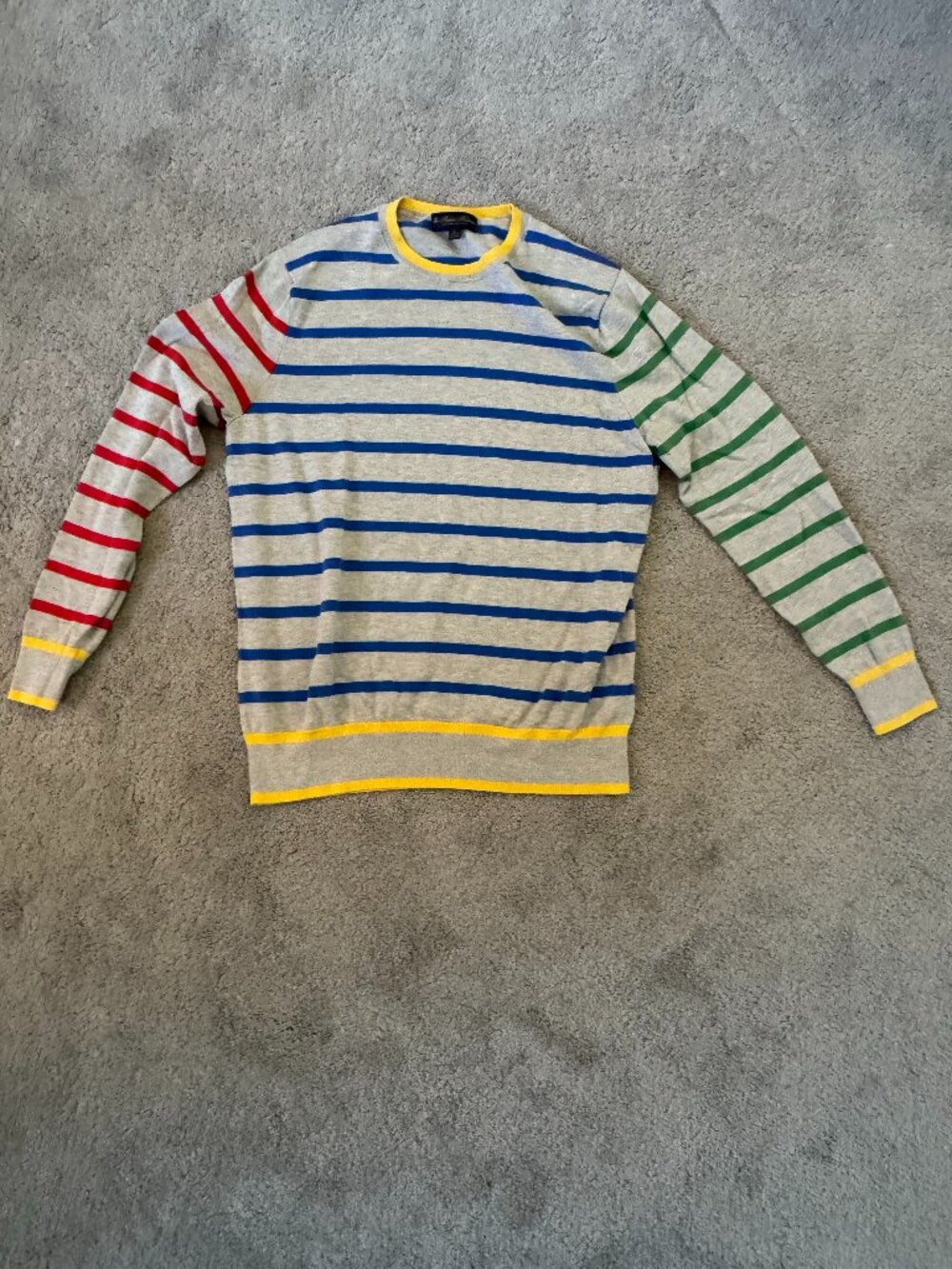 Brooks Brothers Supima Cotton Fun Stripe Crewneck Sweater Large Gray Multi
